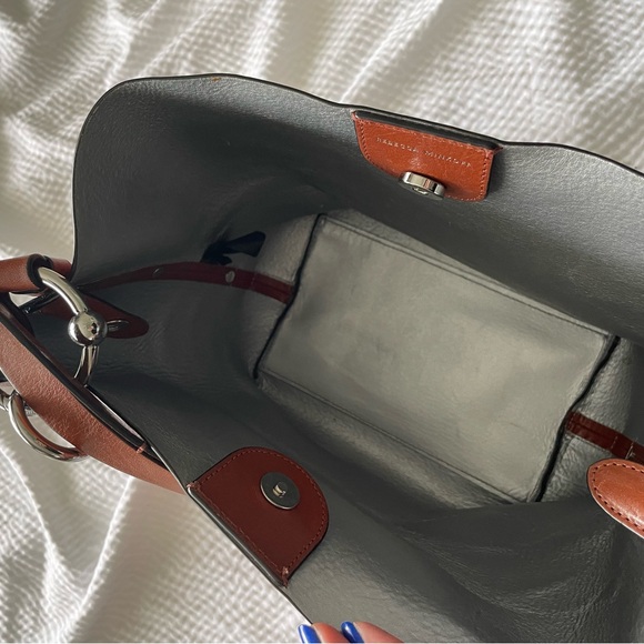 Rebecca Minkoff Cognac Leather Convertible Chain Bucket Bag - Picture 9 of 15